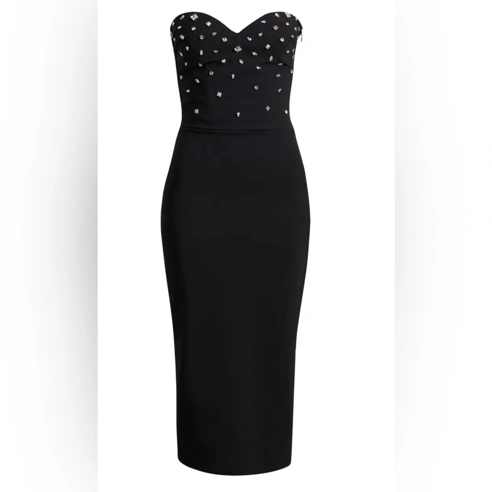 Chiara Boni La Petite Robe Mahta Rhinestone Detail Strapless Cocktail Dress - Picture 4 of 14